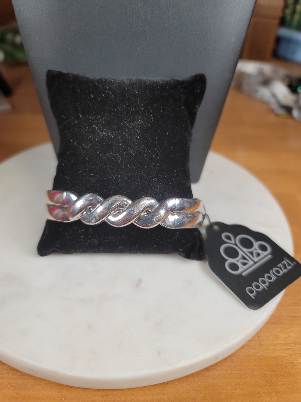 Paparazzi Men's Silver Twisted Cuff Bracelet